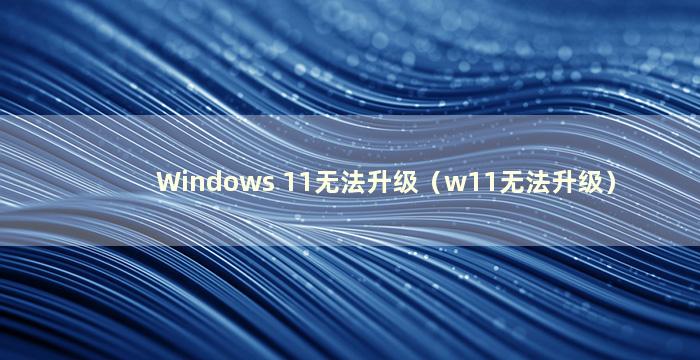 Windows 11无法升级（w11无法升级）